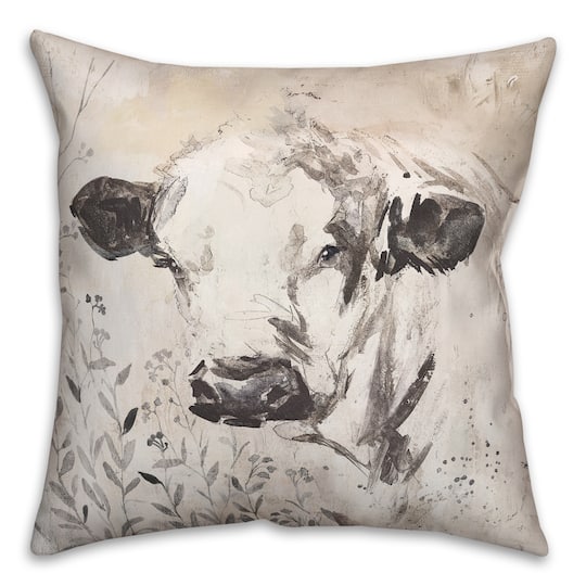 Painterly Cow 18" x 18" Throw Pillow
